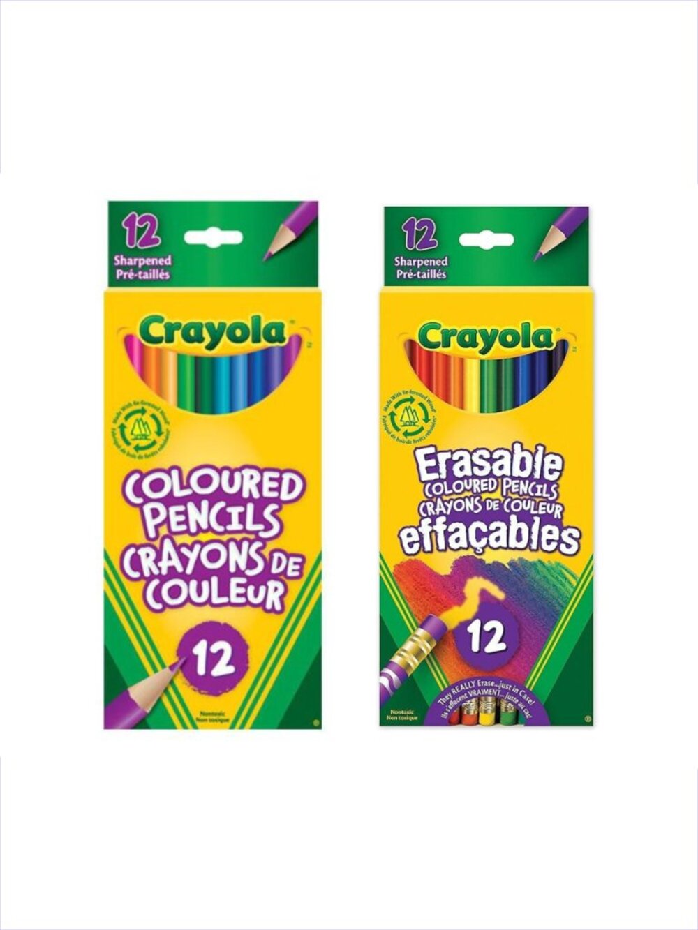 Set of 2 Crayola coloured pencils & Erasable Pencils New in Box Add-On Item